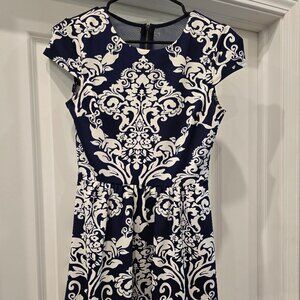 Navy & White Fit & Flare Mini Dress